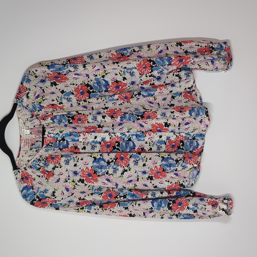 Veronica Beard Blouse 6 Floral Silk  Madge Button Up Oversized